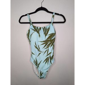 Leilani One-Piece Blue & Green Floral Polka Dot Swimsuit Size 8